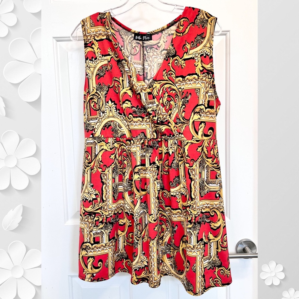 Bella Flore Red Black Tank Top Size XL